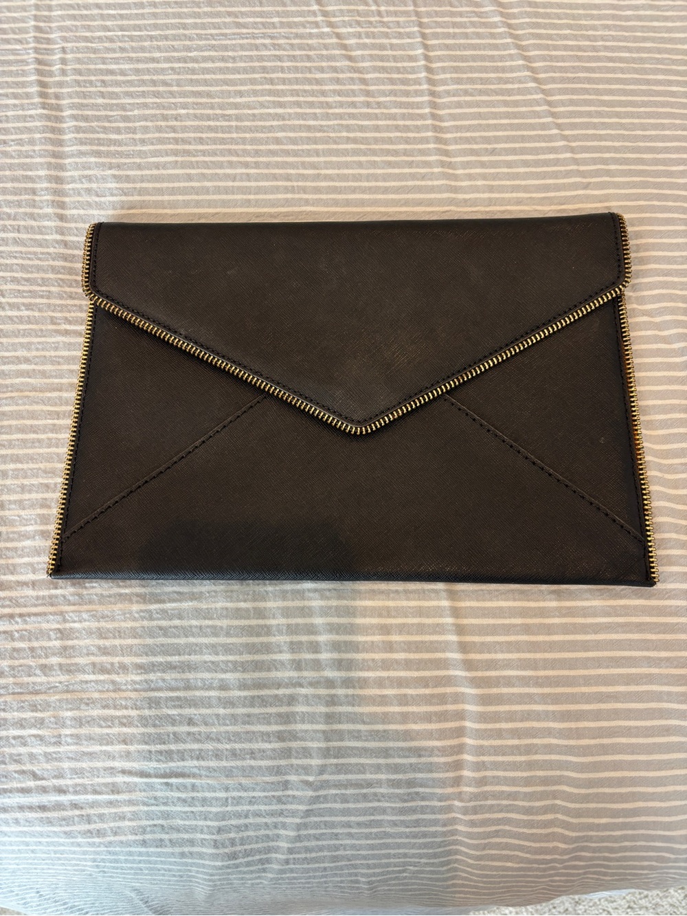 Rebecca Minkoff Black Envelope Clutch with Gold Trim